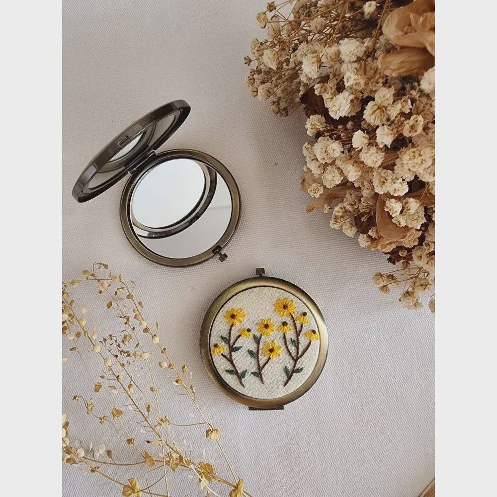 Floral Embroidered Compact Mirror Collection Sophia