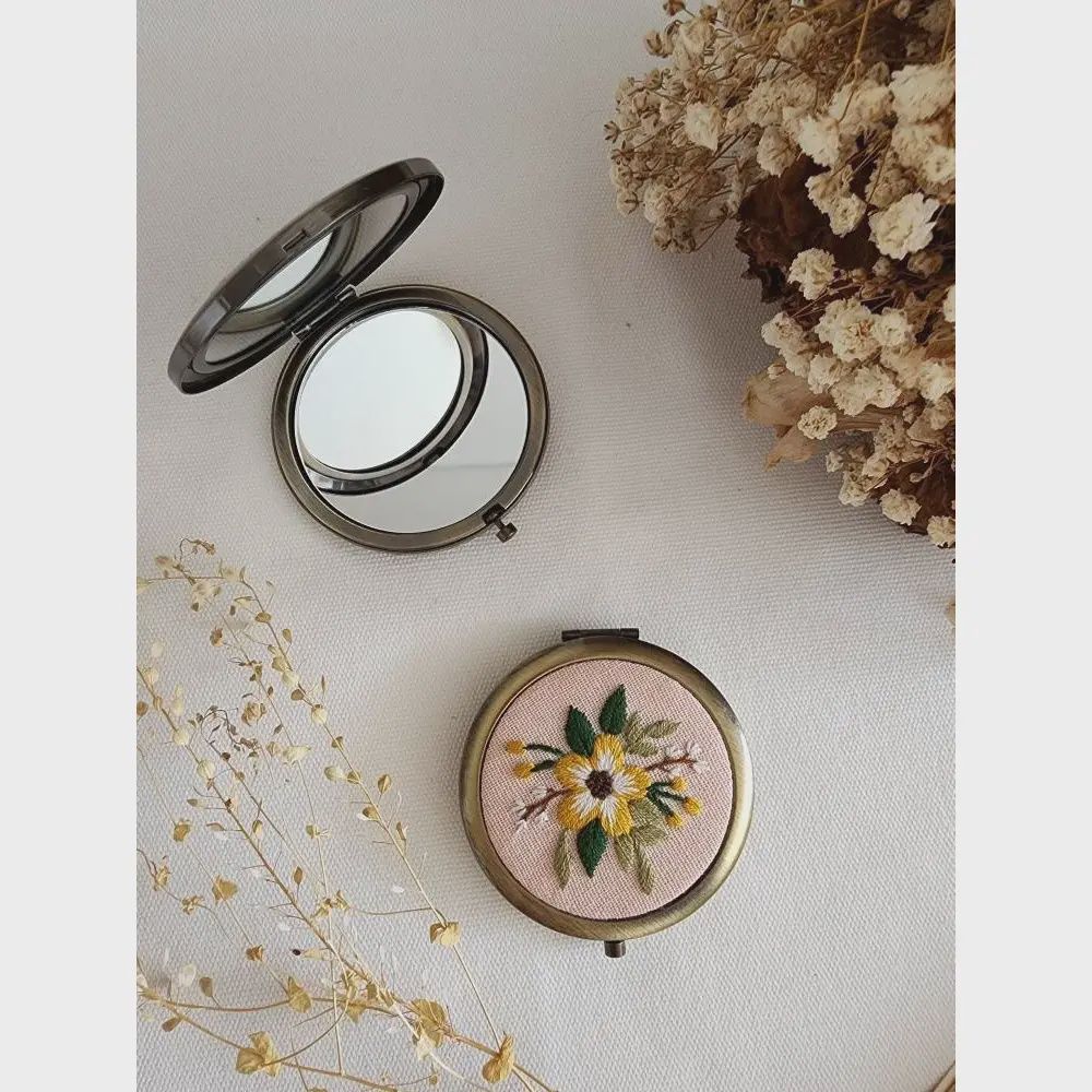 Floral Embroidered Compact Mirror Collection Sophia