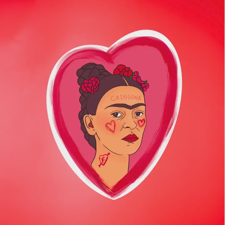Chingona Frida Kahlo Heart Sticker