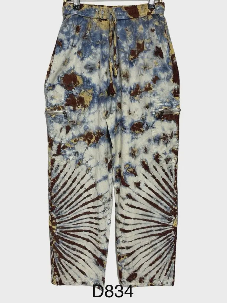 Cotton Tie Dye Grey Multi Himalaya Yoga Pant D834, Size: Small