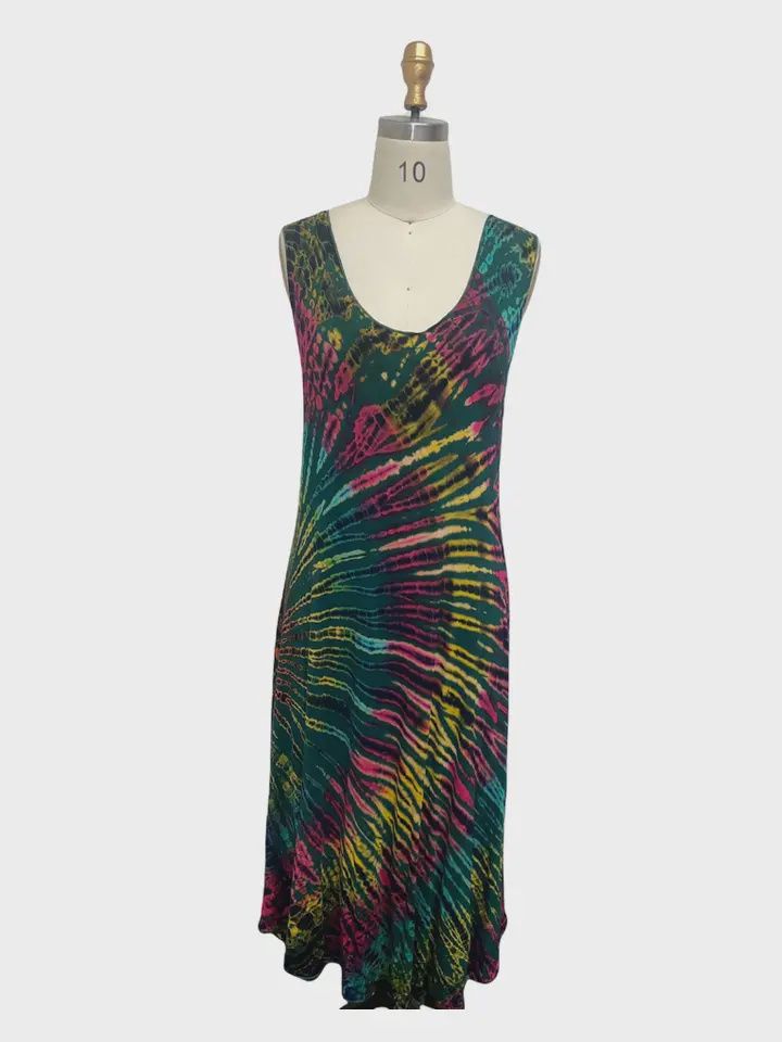 Rayon Tie Dye Long Dress KTP2130, Size: S