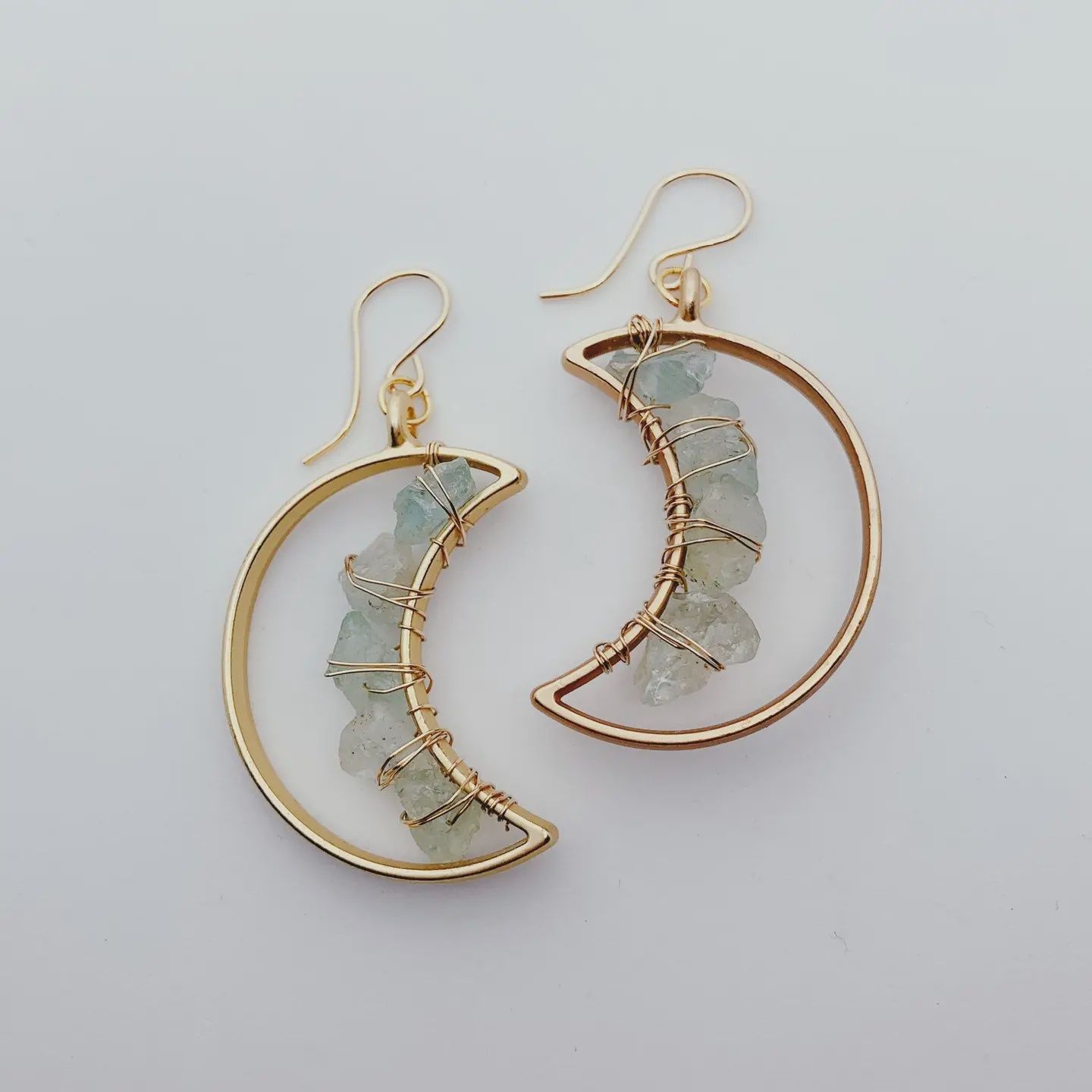 Celestial Moon Earrings - Aquamarine