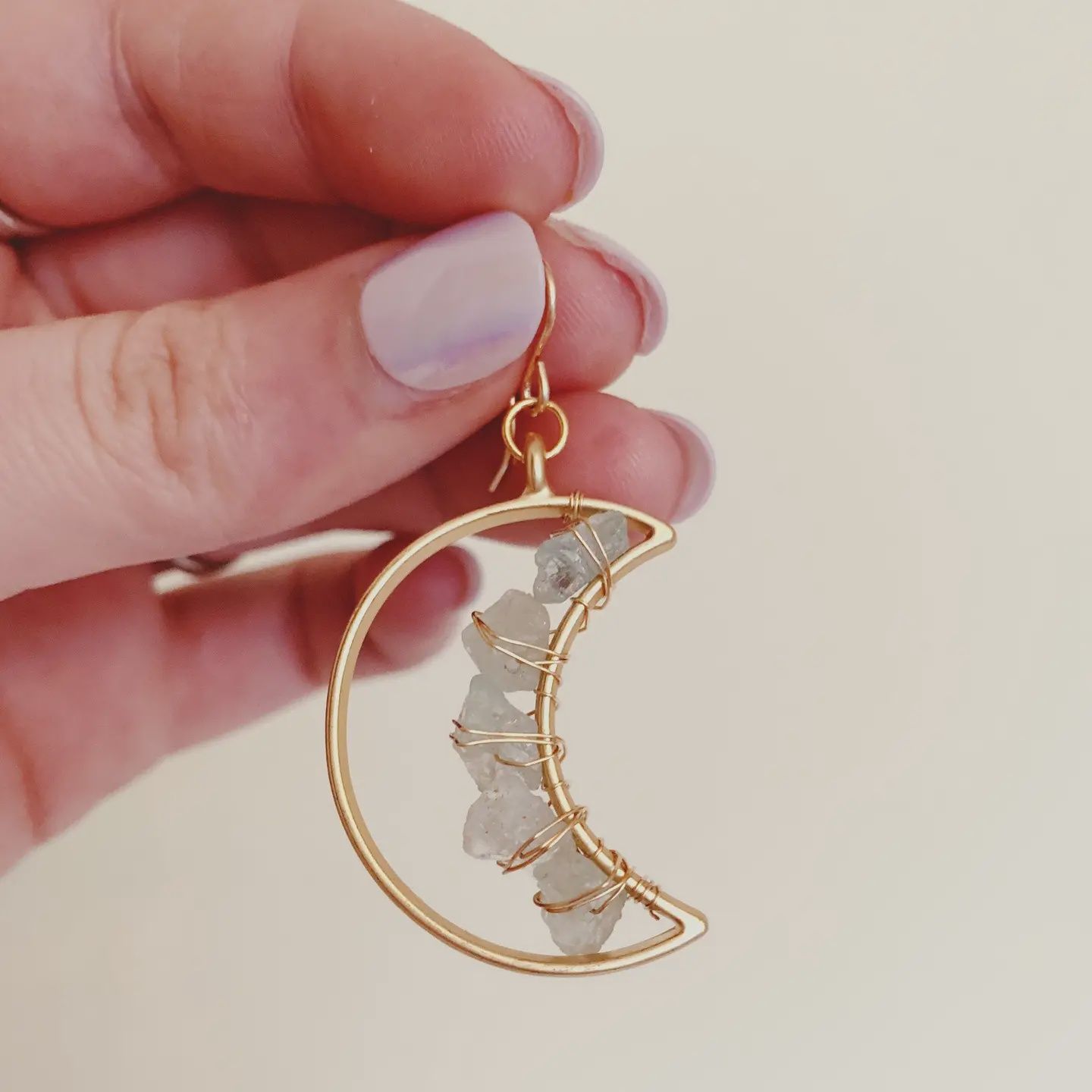 Celestial Moon Earrings - Aquamarine