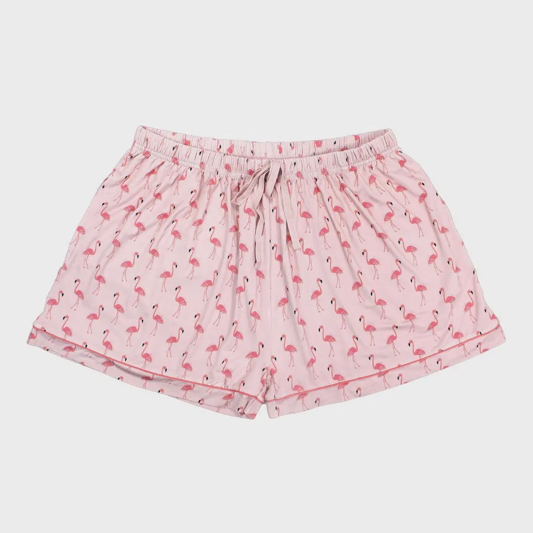 Fancy Flamingos Bamboo Sleep Shorts, Size: S