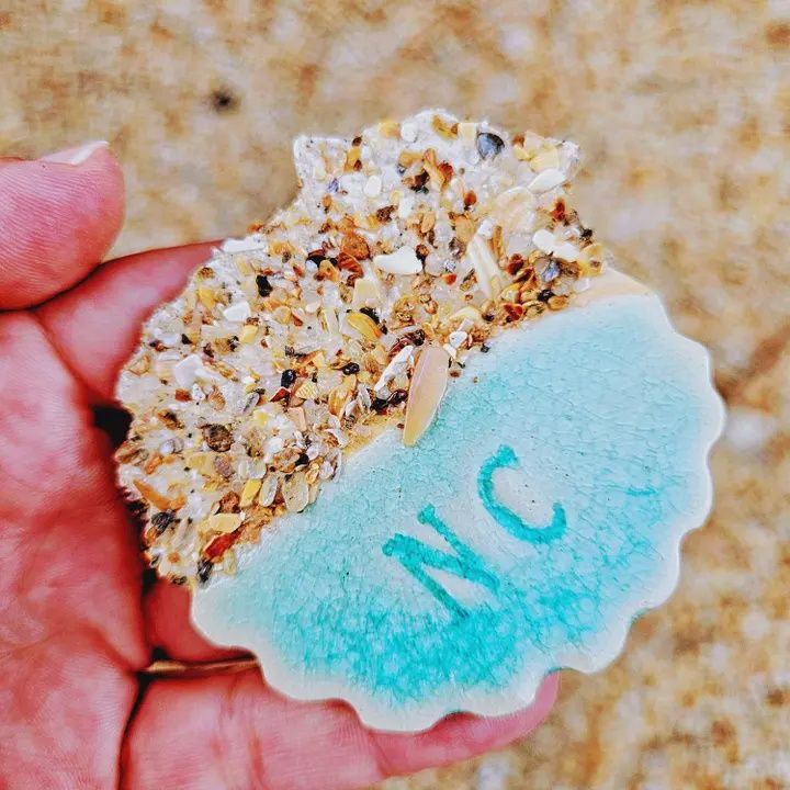 Ocracoke Sandy Shells Ceramic Beach Lovers Ornament