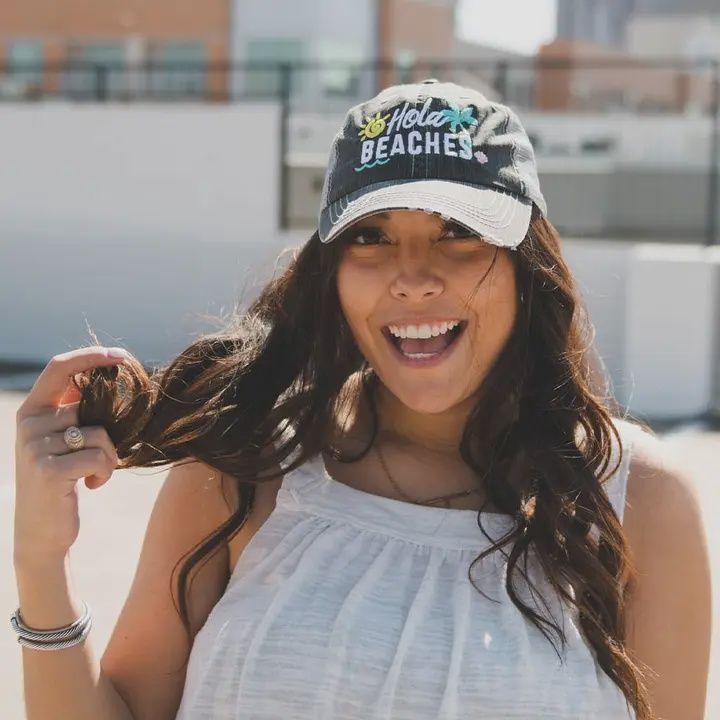 Hola Beaches Distressed Grey Trucker Hat