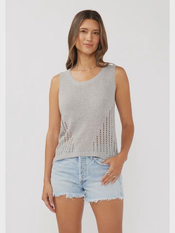 Open-Knit Tape Yarn Round Neck Tank