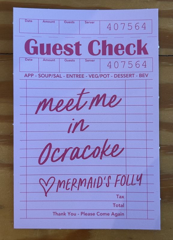 Ocracoke Guest Check Sticker