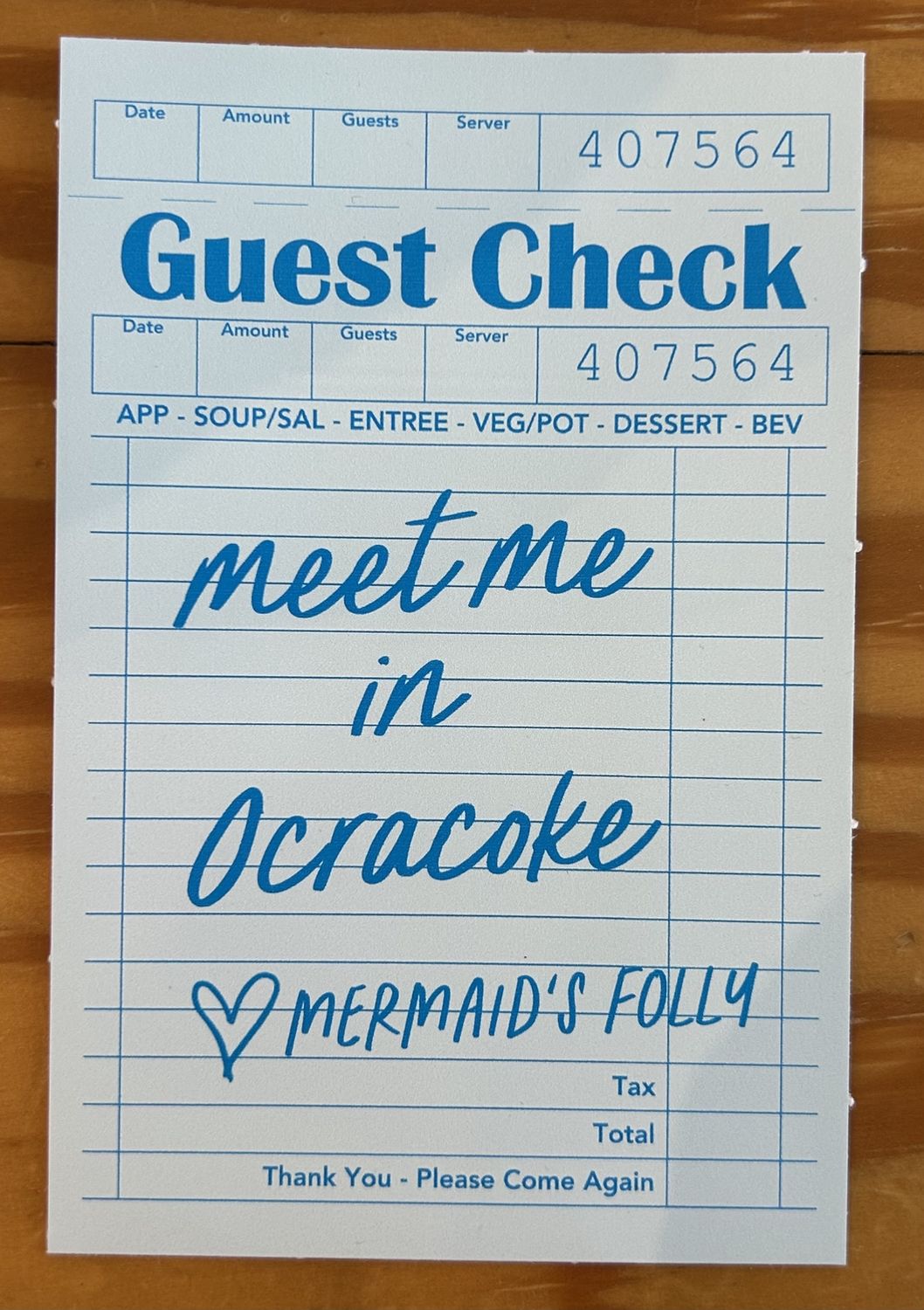 Ocracoke Guest Check Sticker