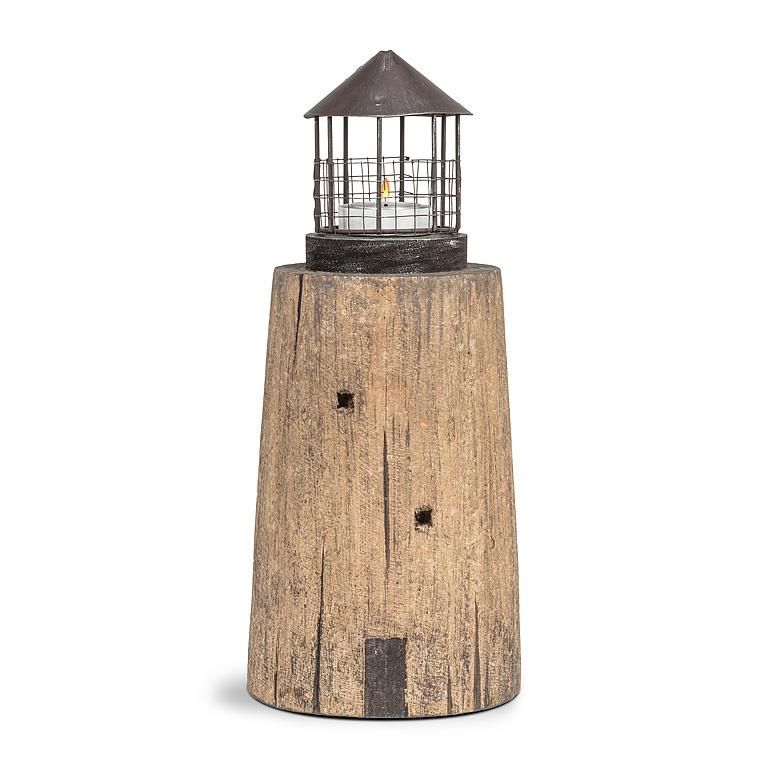 Wooden Lighthouse with Tealight Top