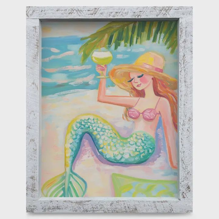 Sassy Mermaid 8x12 White Wooden Framed Print