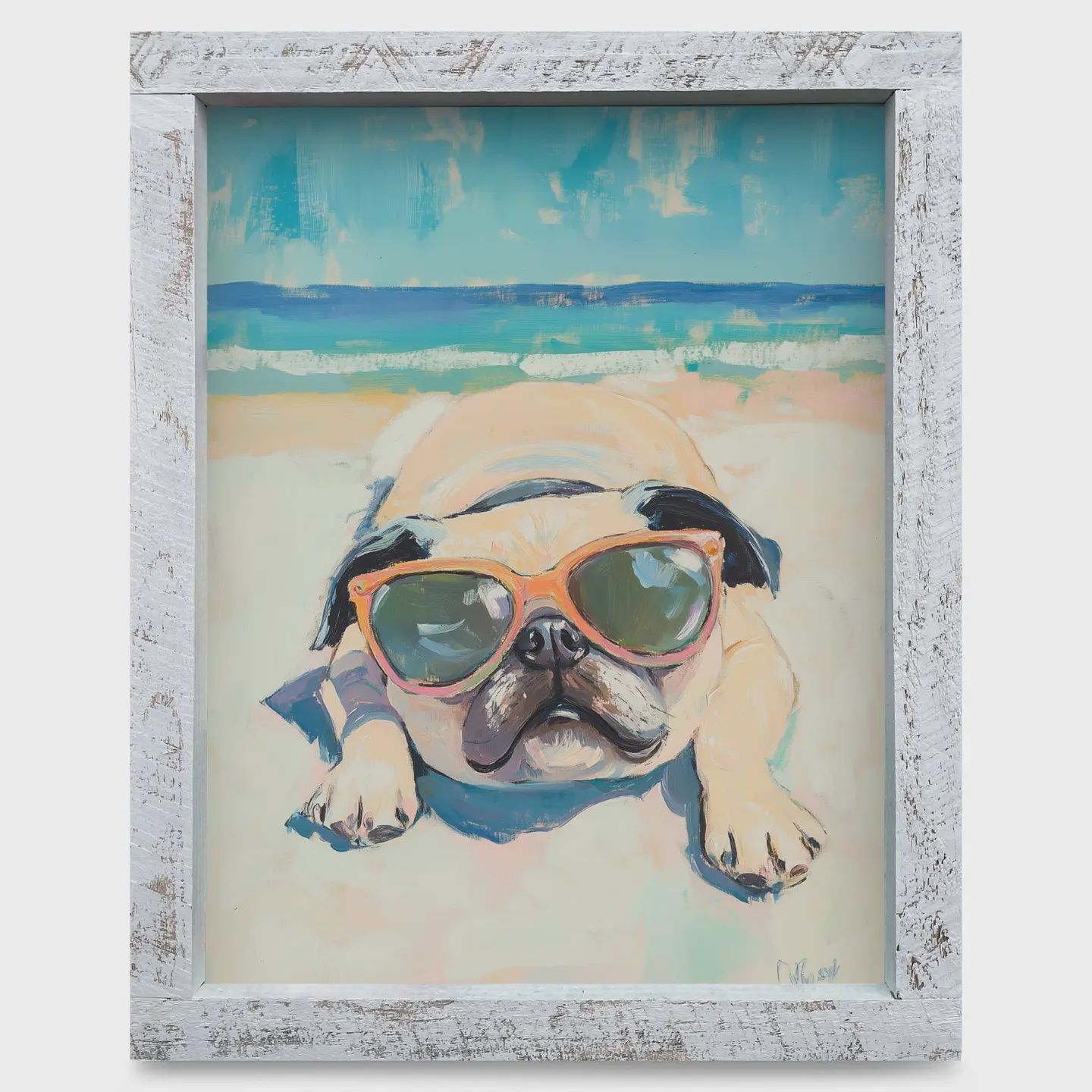 Pug Paradise 8x12 White Wooden Framed Print