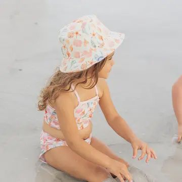 Sandy Seashells &amp; Bubblegum Pink Reversible Bucket Hat