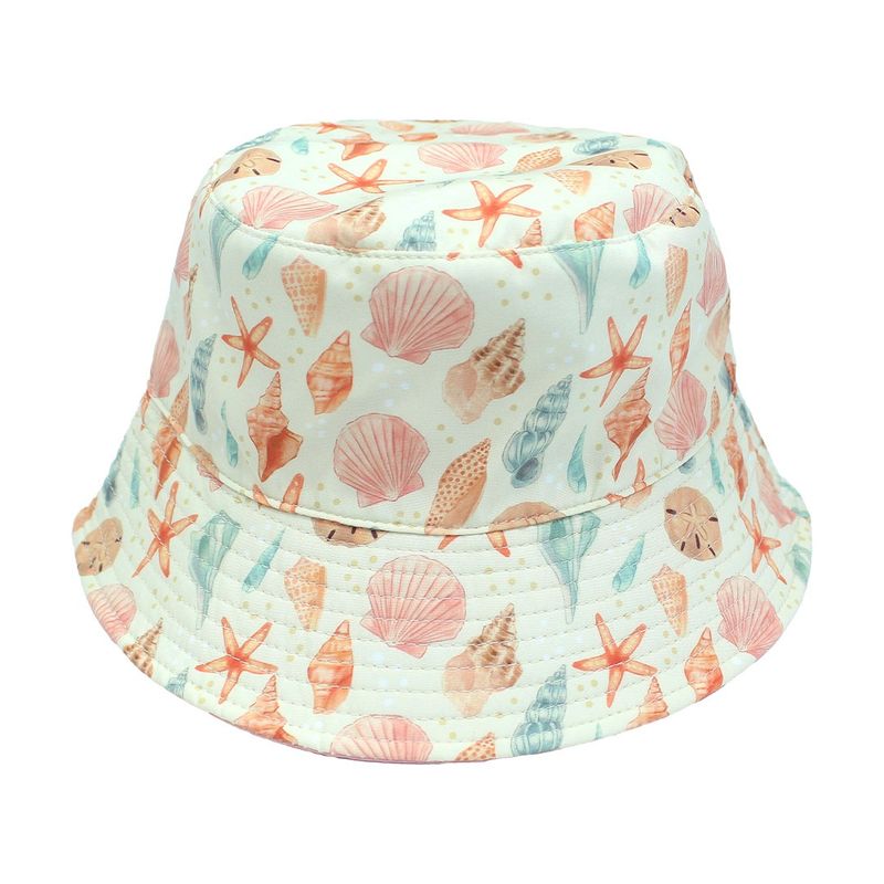 Sandy Seashells &amp; Bubblegum Pink Reversible Bucket Hat