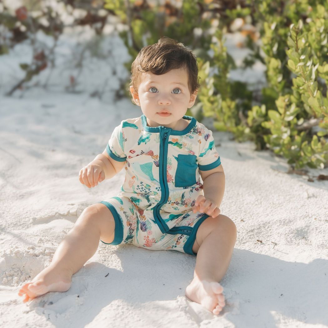Coral Reef Bamboo Baby Shortie Romper