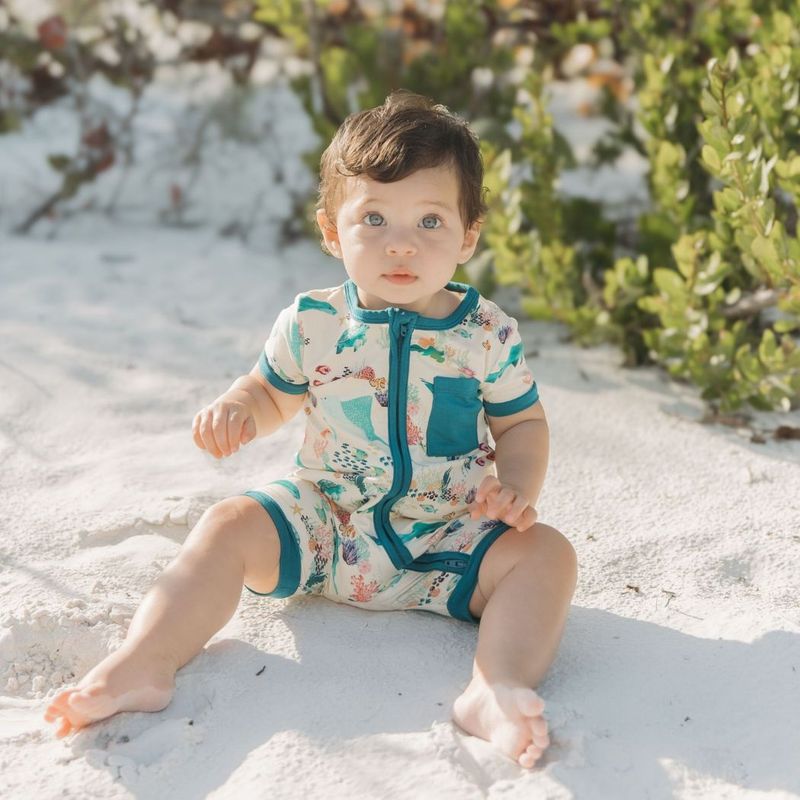 Coral Reef Bamboo Baby Shortie Romper