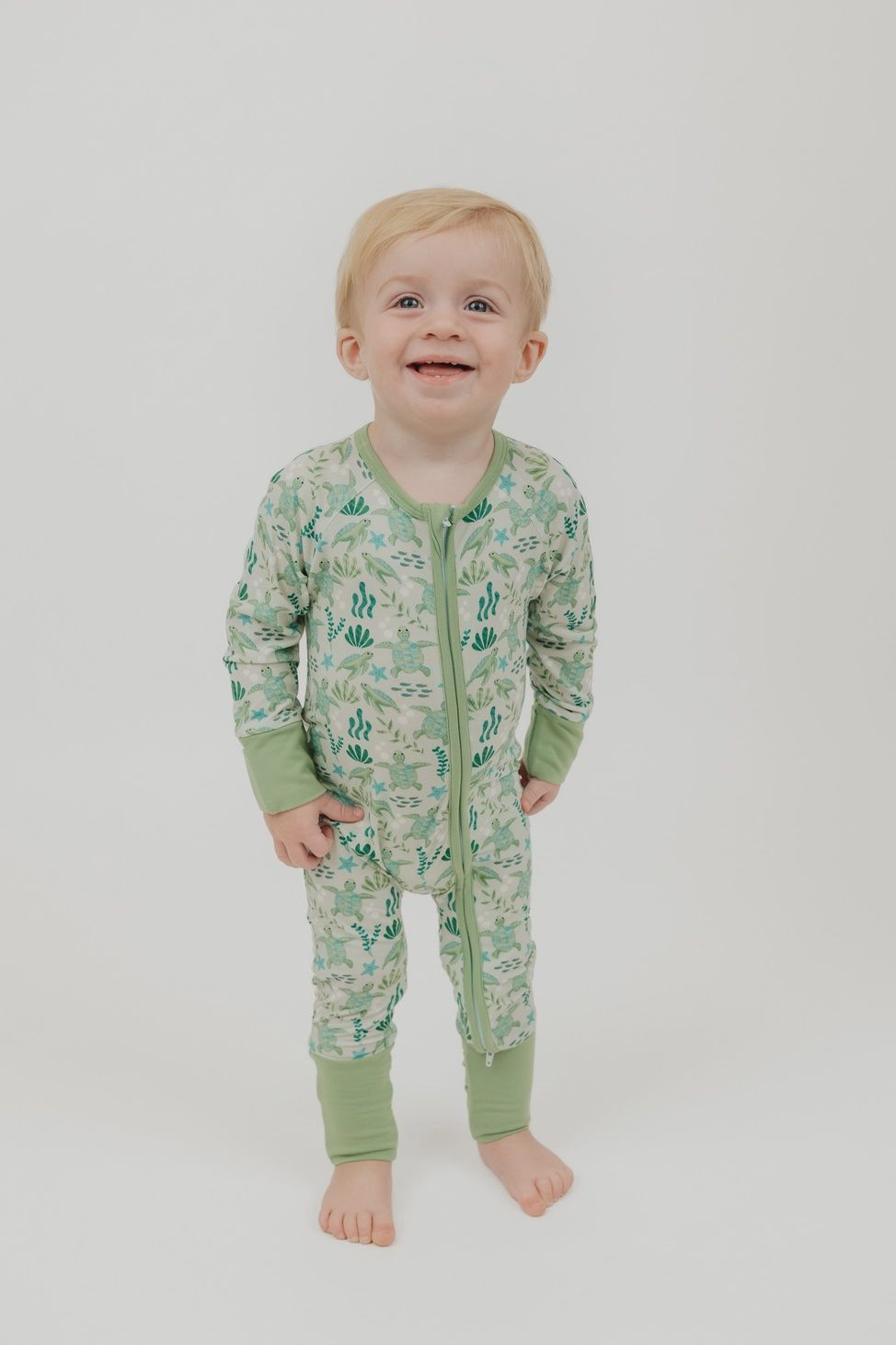 Save the Sea Turtles Bamboo Convertible Baby Pajamas