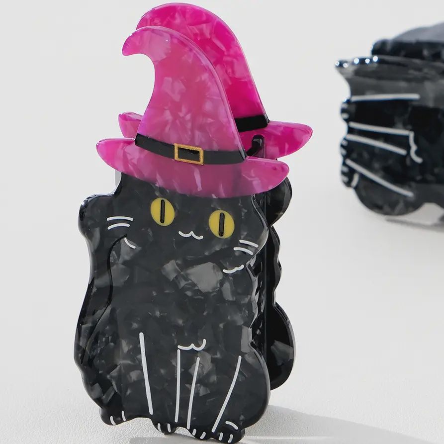 Witchy Black Cat | Halloween Claw Clip
