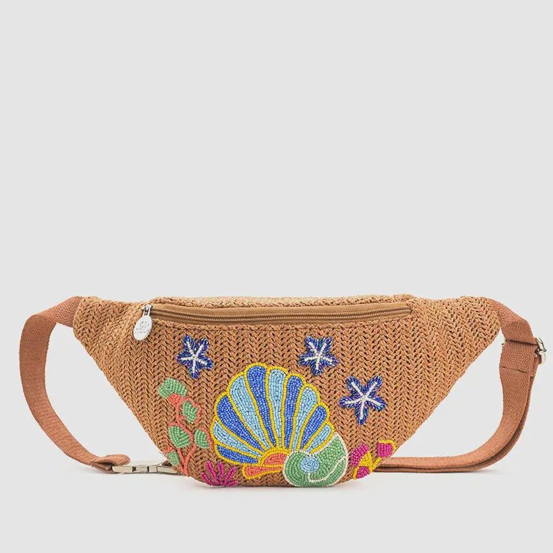 Marine Raffia Embellished Fanny Sling Bag