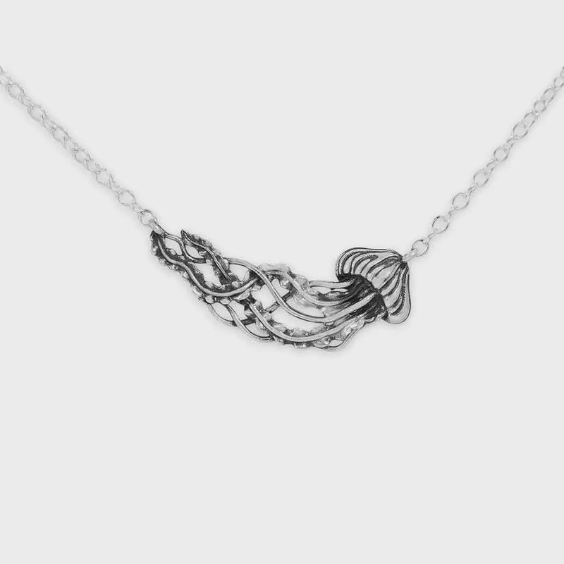Sterling Silver Dimensional Jellyfish Festoon Necklace