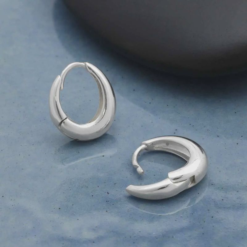 Teardrop Huggie Hoop Earrings 13x4mm