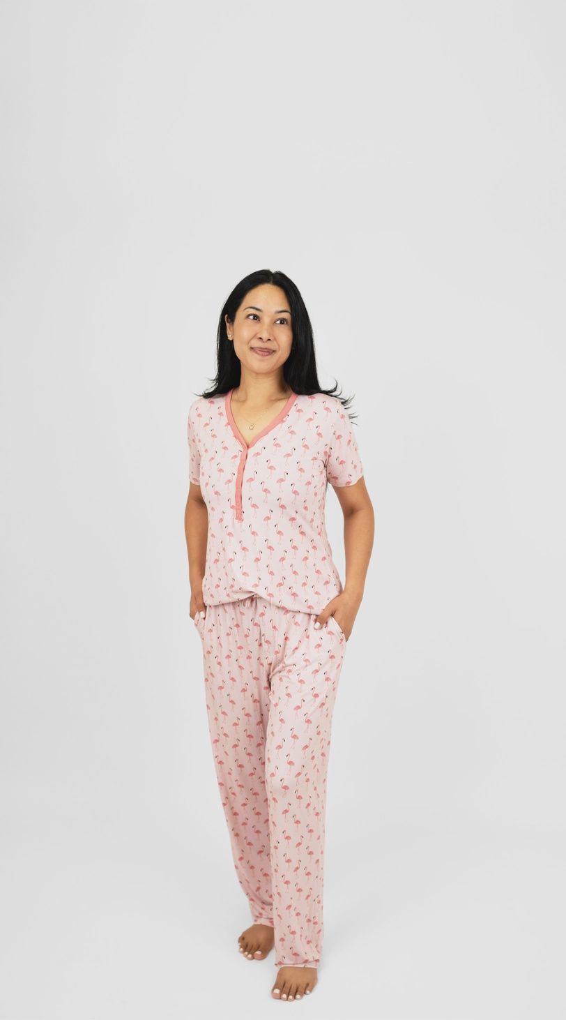 Fancy Flamingos Bamboo Relaxed Lounge Pajama Pants