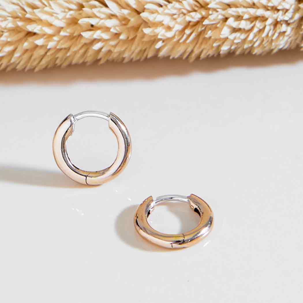 Round Wire Huggie Hoop Earrings