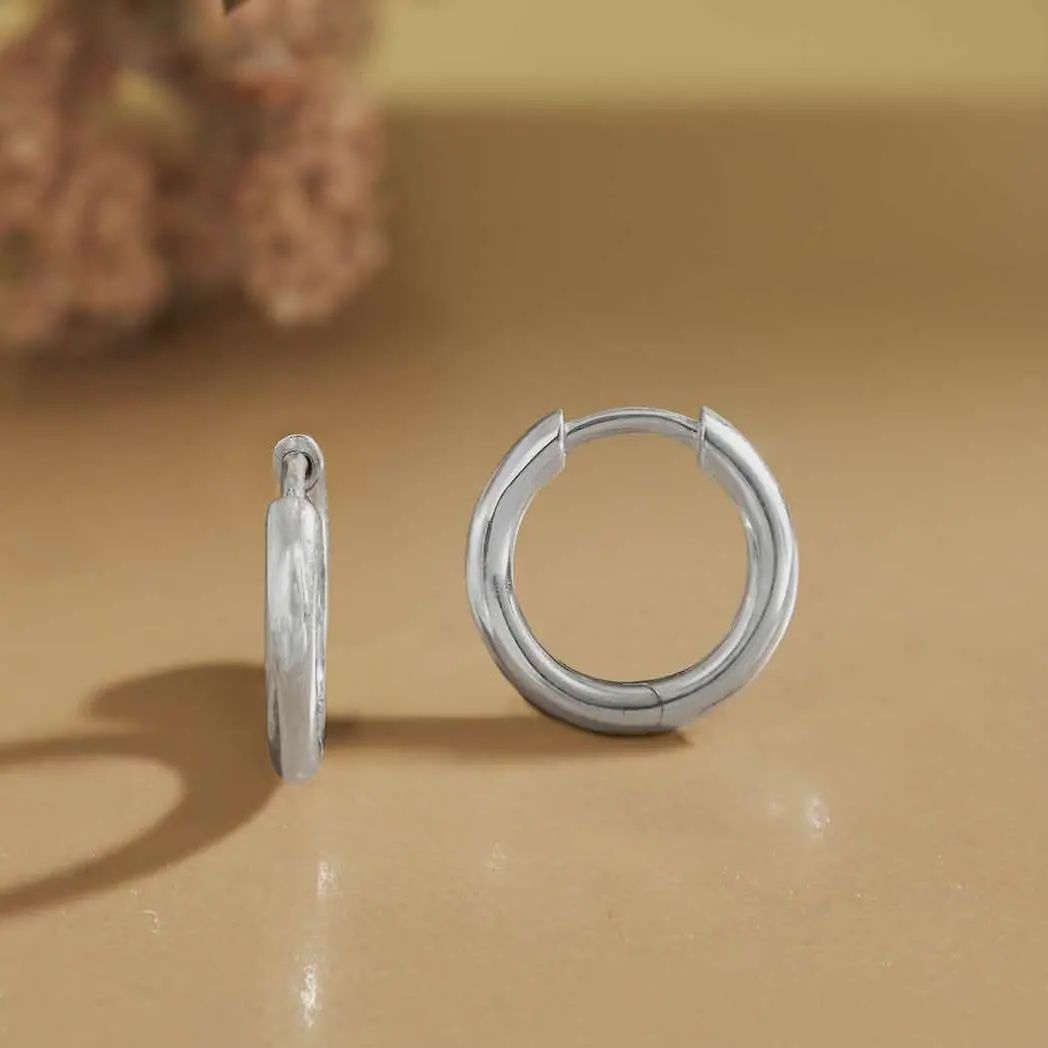 Round Wire Huggie Hoop Earrings