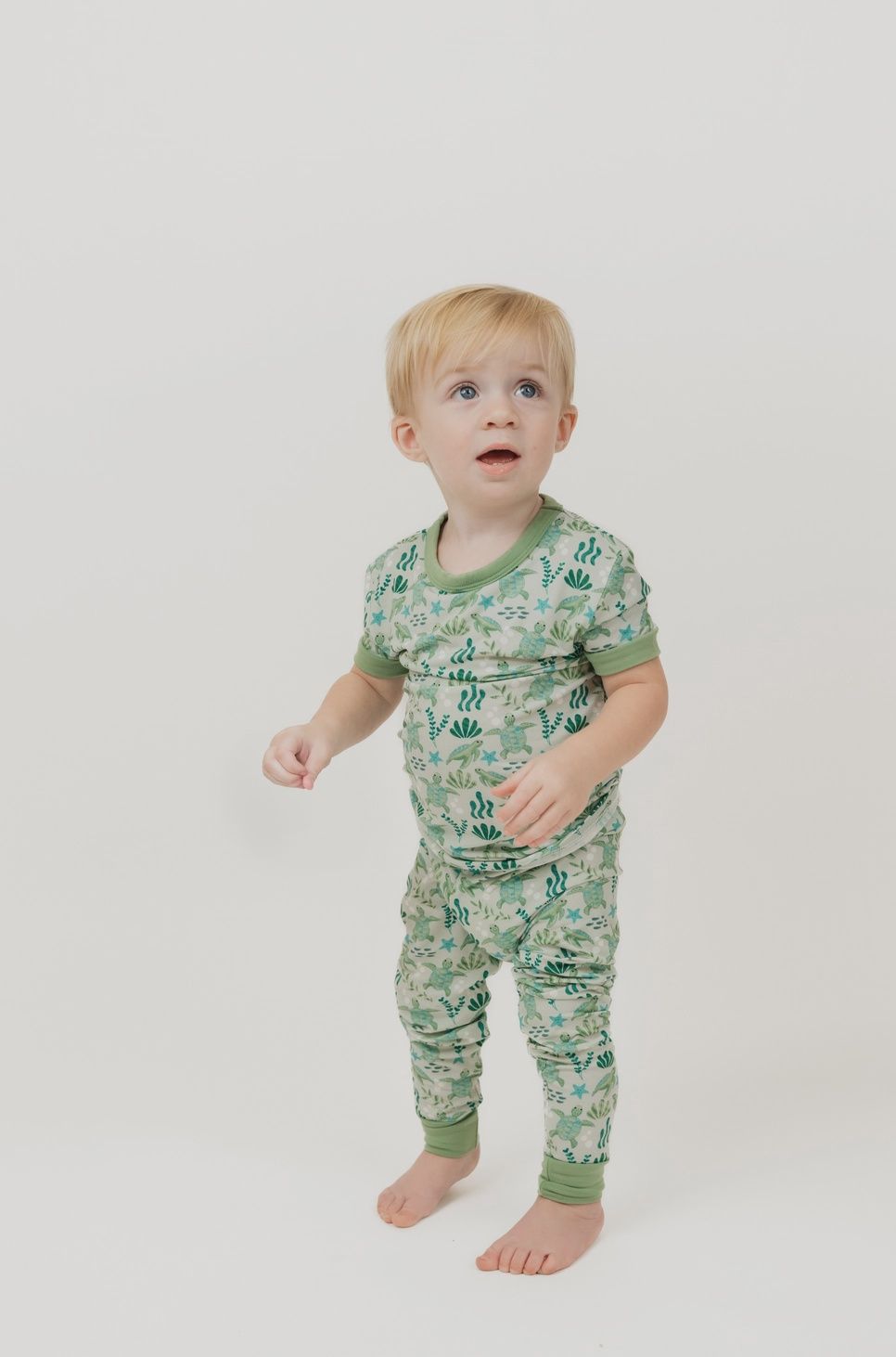 Save the Sea Turtles Bamboo Short Sleeve Kids Pajama Pants Set