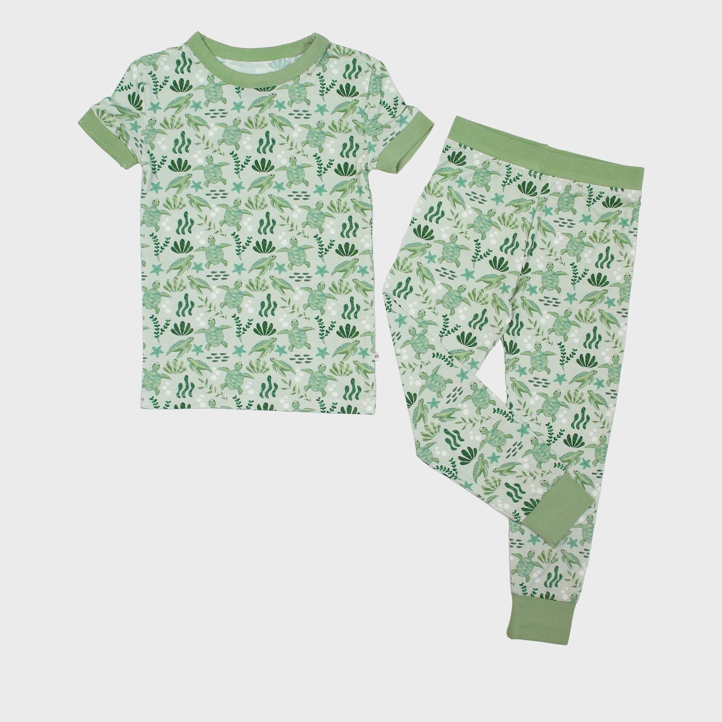 Save the Sea Turtles Bamboo Short Sleeve Kids Pajama Pants Set