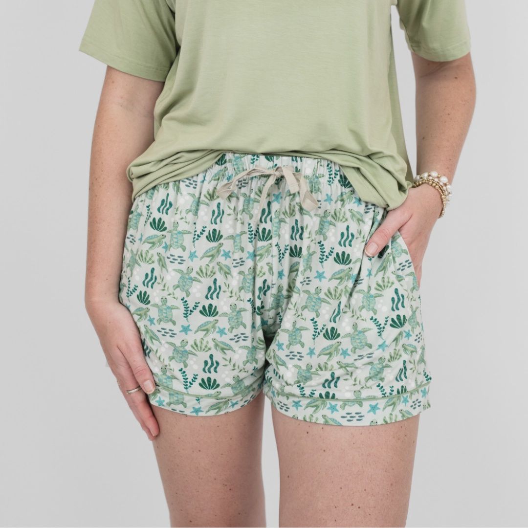 Save the Sea Turtles Womens Bamboo Pajama Shorts