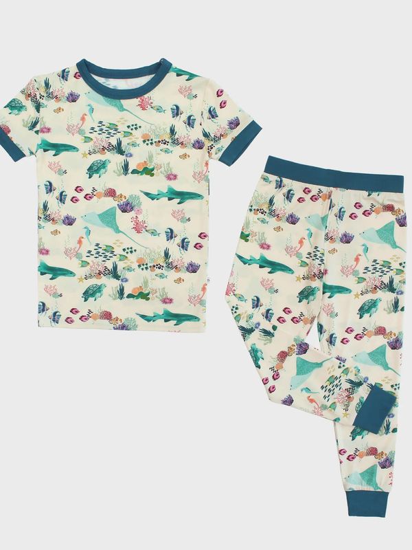 Coral Reef Bamboo Short Sleeve Kids Pajamas