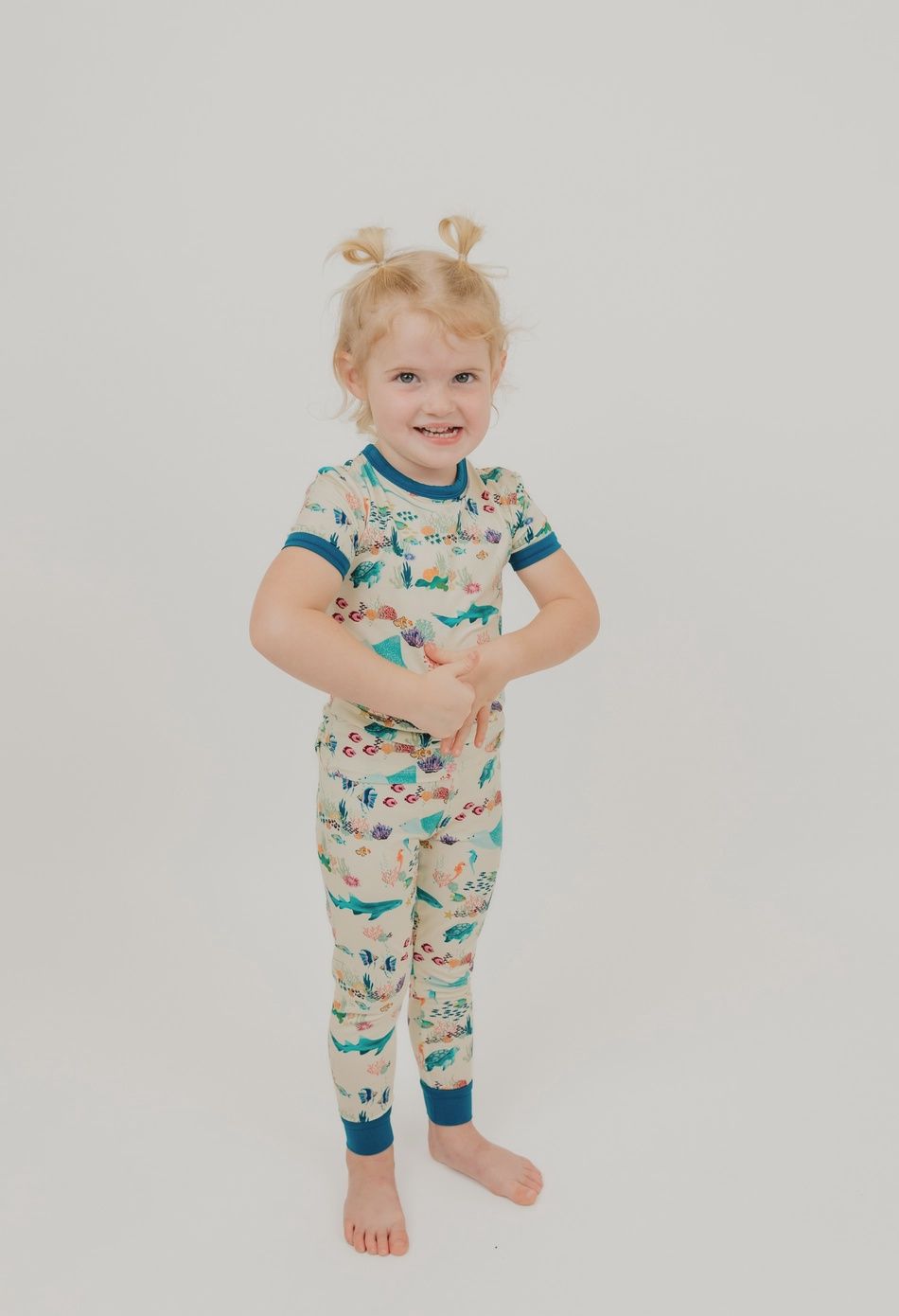 Coral Reef Bamboo Short Sleeve Kids Pajamas