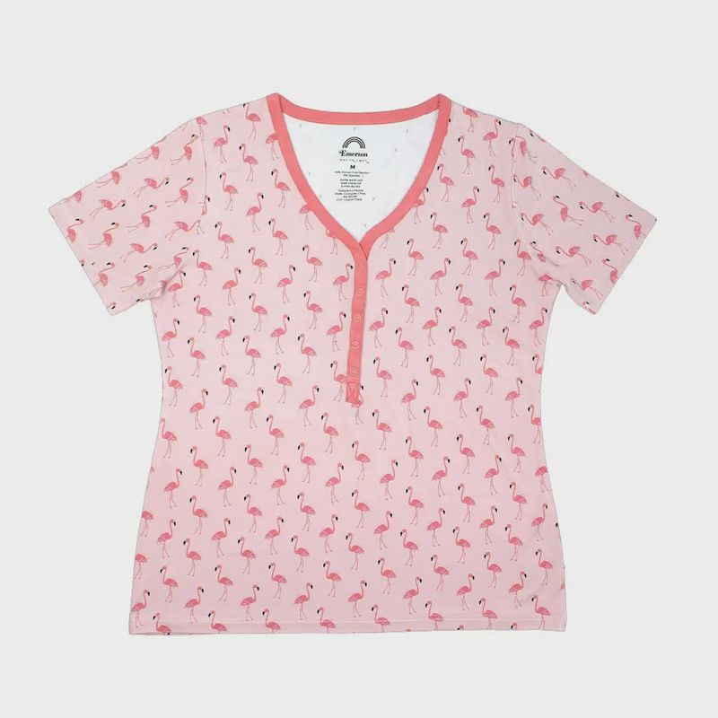 Fancy Flamingos Bamboo Womens Sleepwear Top