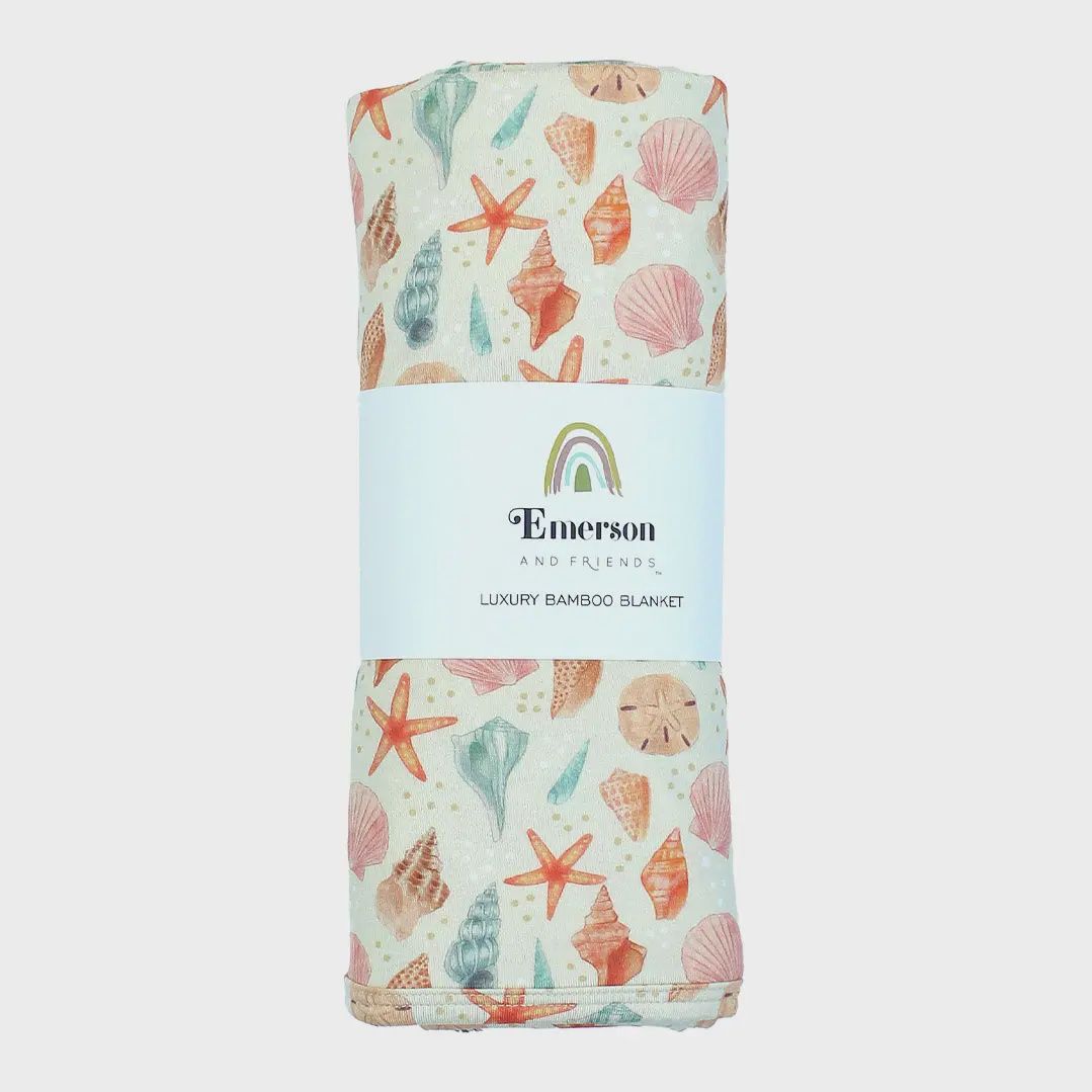 Sandy Seashells Luxury Bamboo Blanket