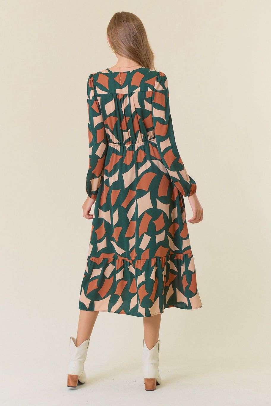 Abstract Print Midi Dress