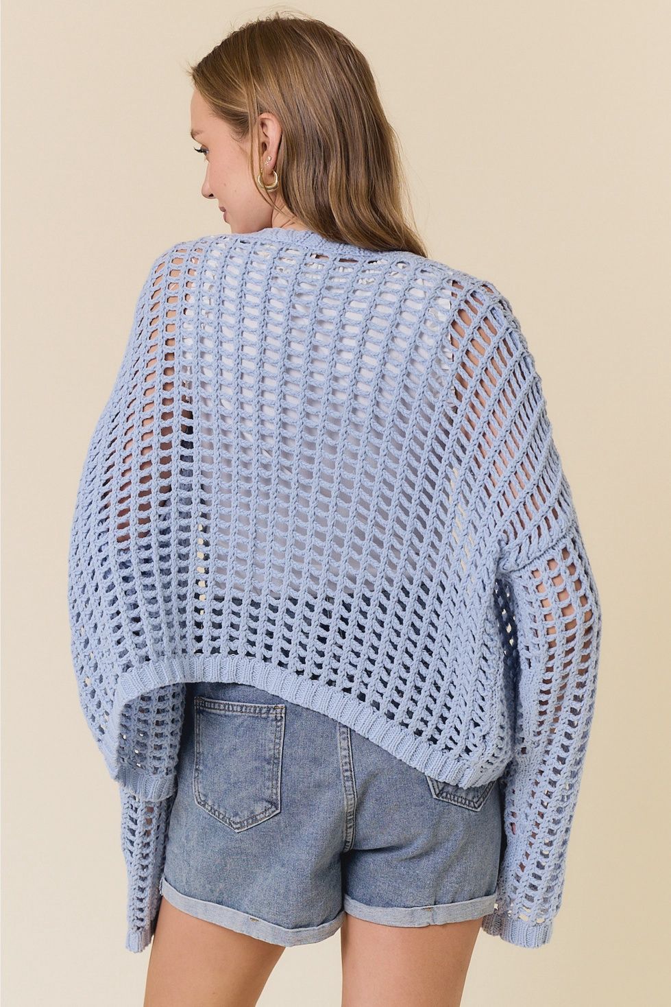 Crochet Fishnet Cropped Cardigan