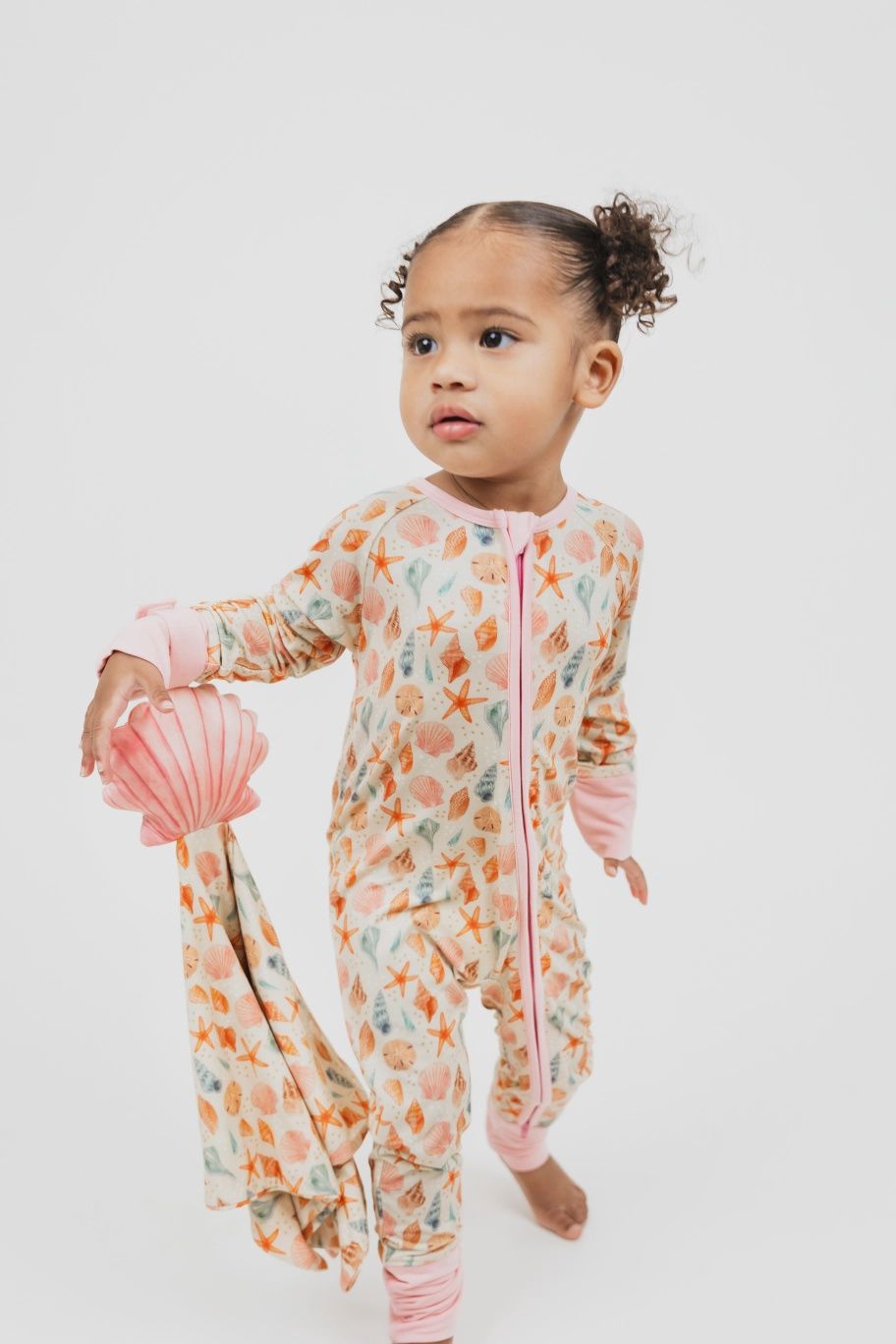 Sandy Seashells Beachy Bamboo Convertible Baby Pajamas