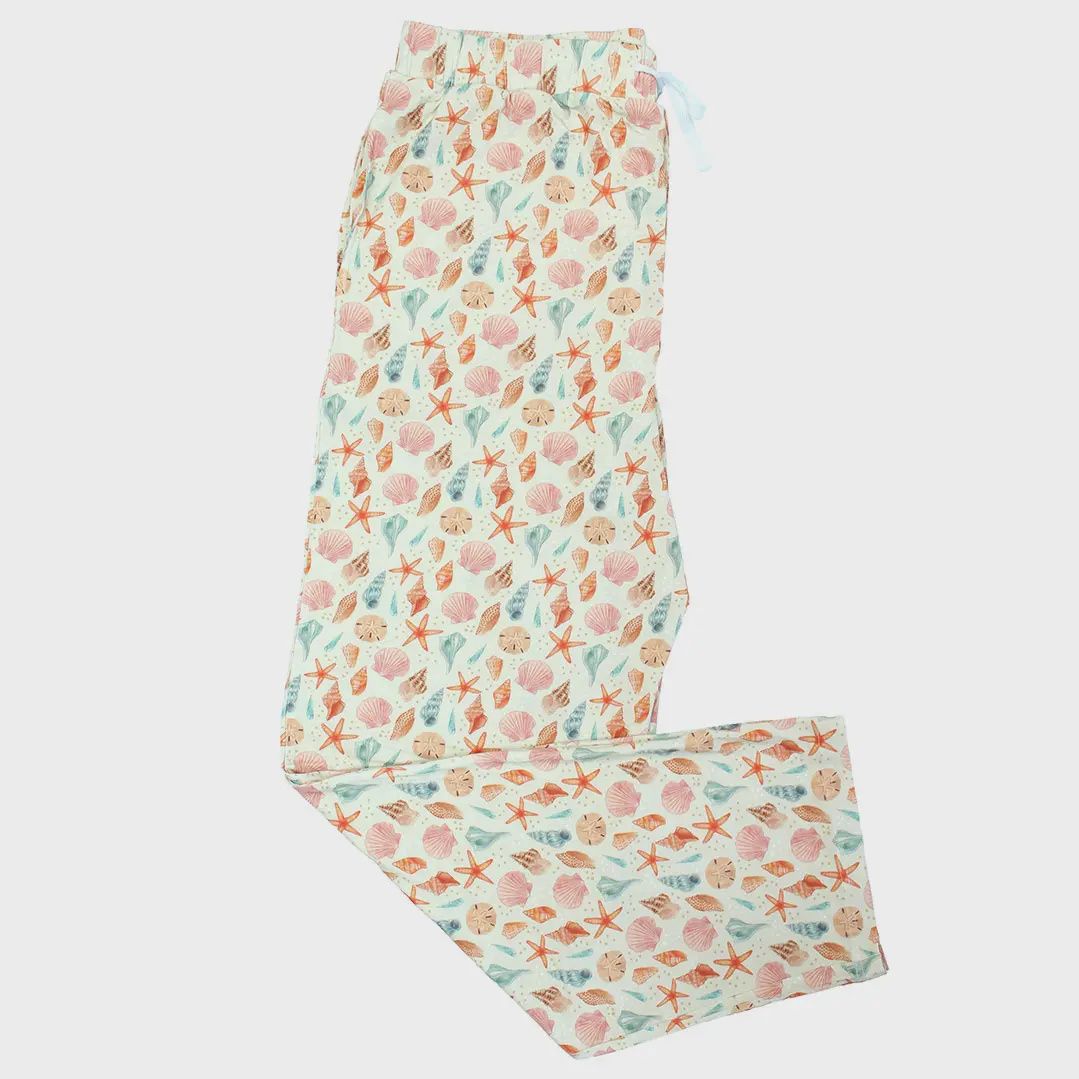 Sandy Seashells Bamboo Relaxed Lounge Pajama Pants