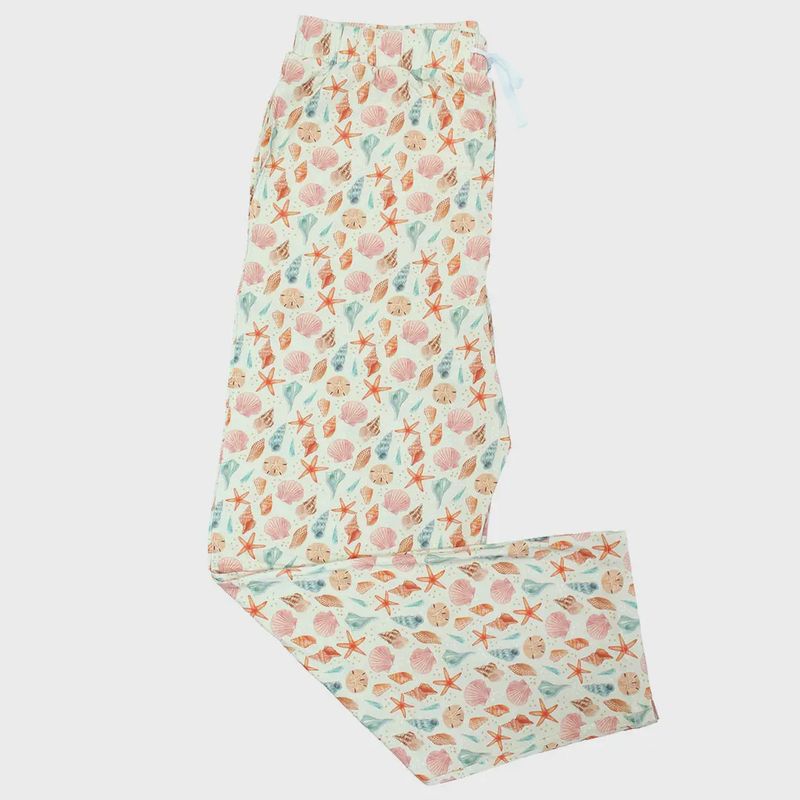 Sandy Seashells Bamboo Relaxed Lounge Pajama Pants