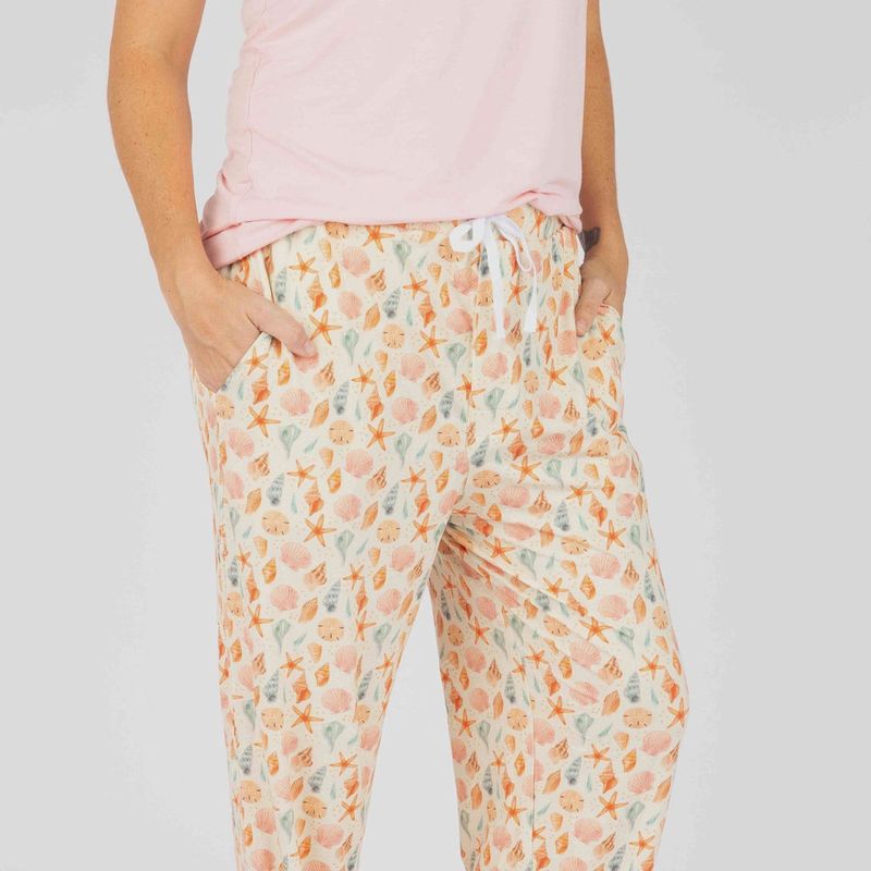Sandy Seashells Bamboo Relaxed Lounge Pajama Pants
