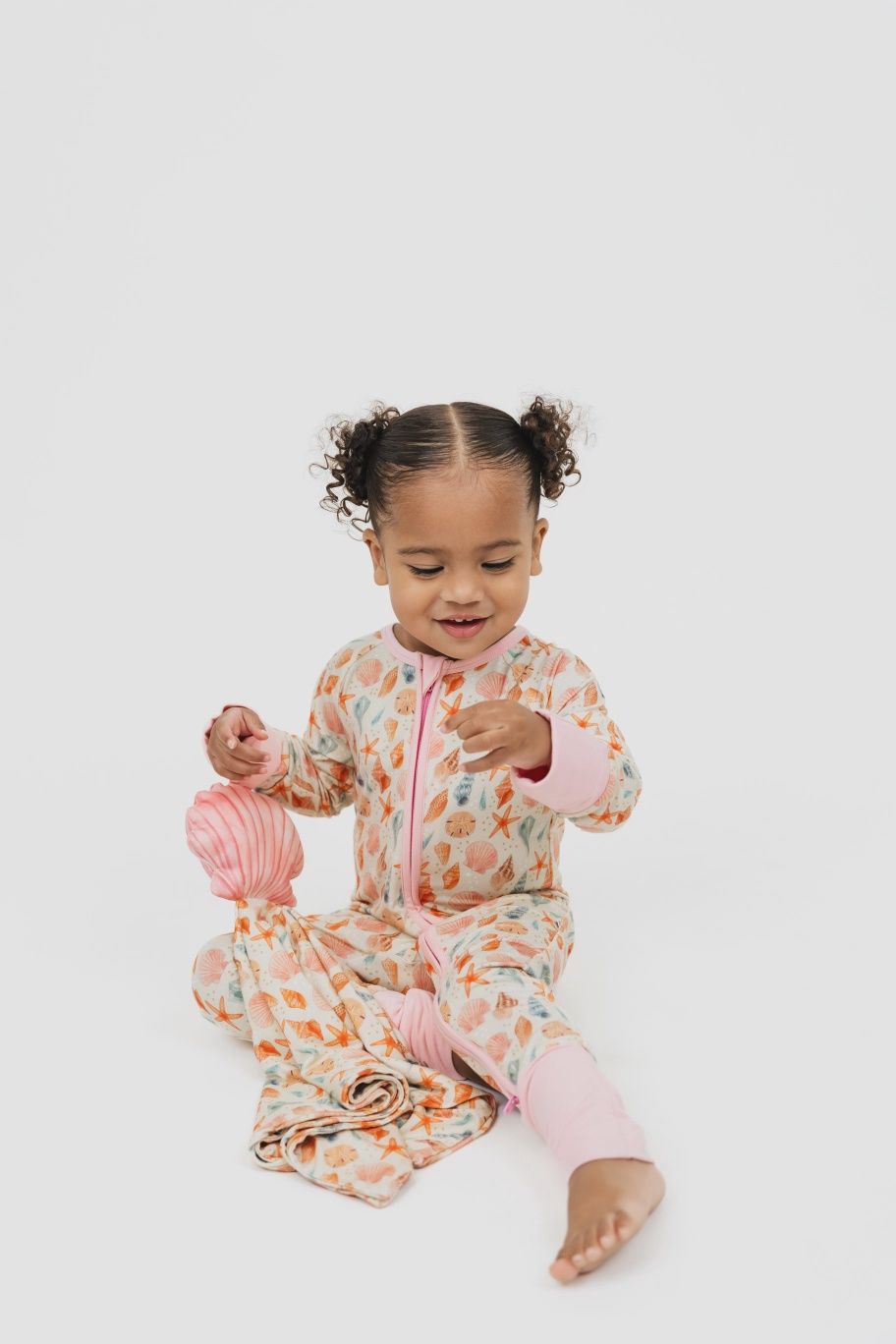 Sandy Seashells Beachy Bamboo Convertible Baby Pajamas