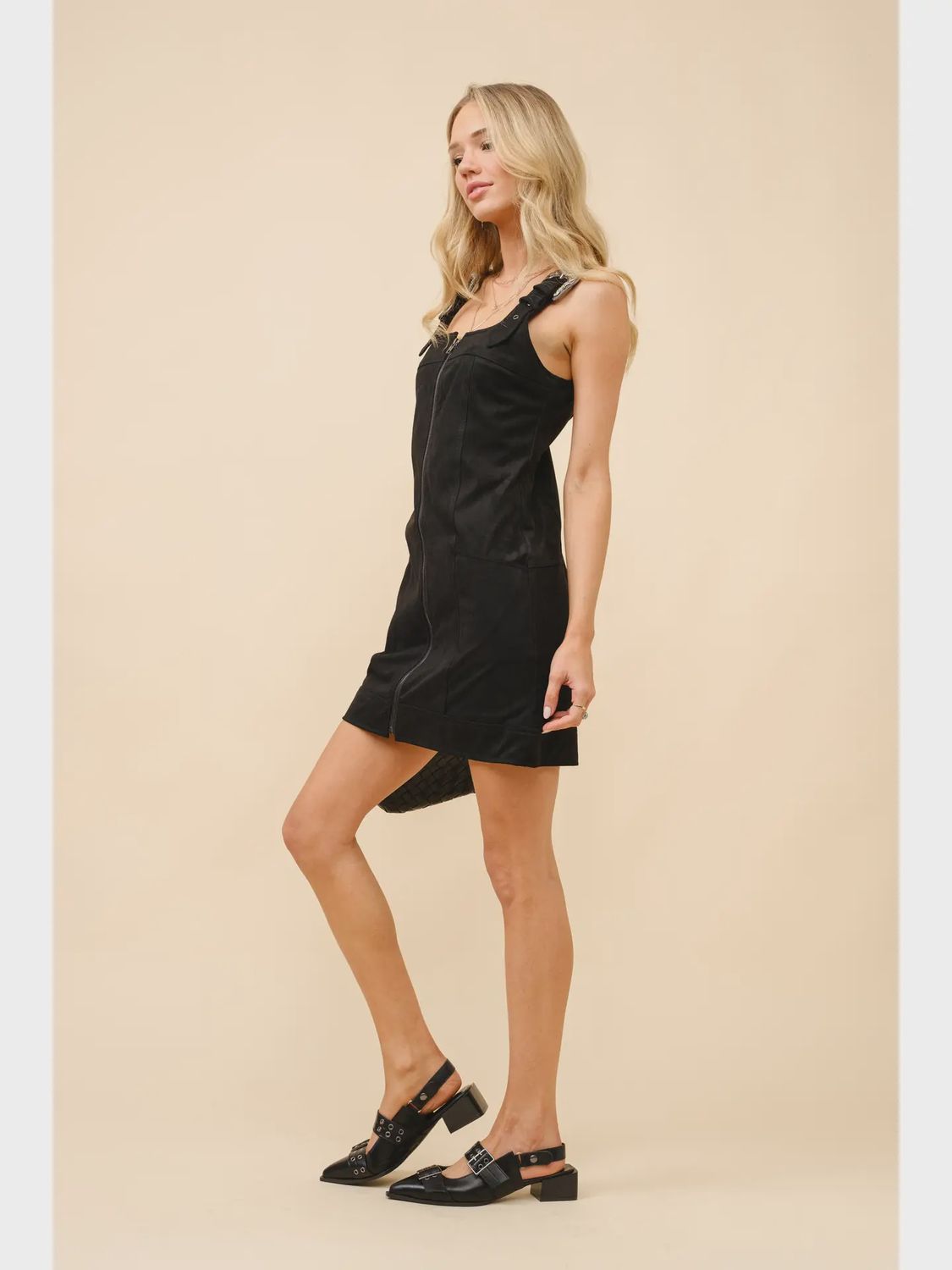 Suede Western Buckle Mini Dress