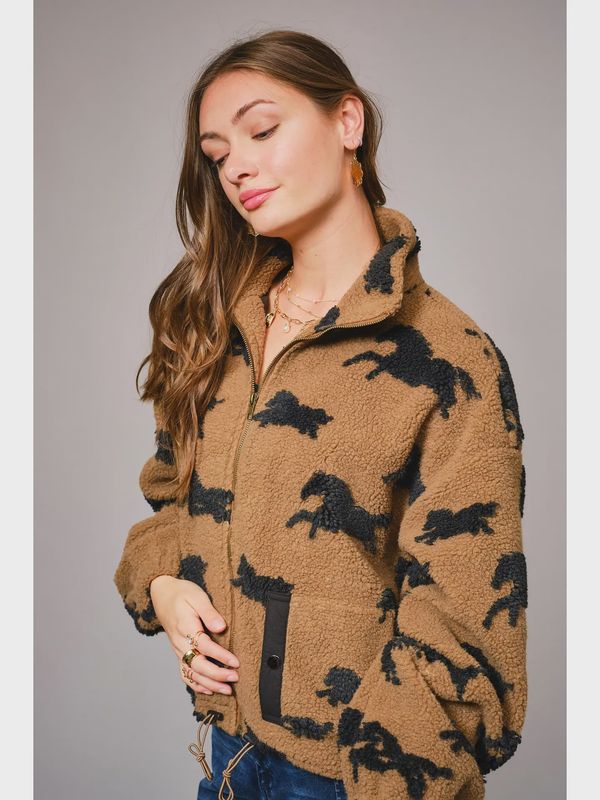 Wild Sherpa Oversized Zip-Up Jacket