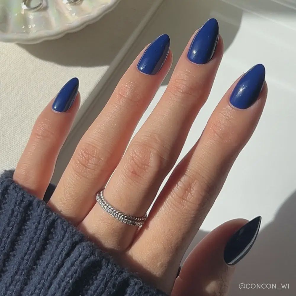 Midnight Blue Press-On Nails | Fall Solids | Short Almond