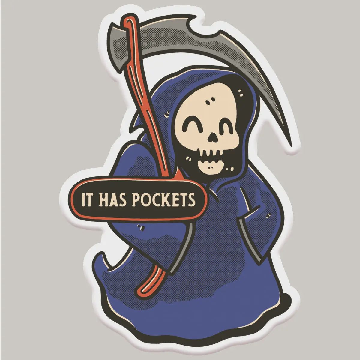 It Has Pockets Grim Reaper Funny Sticker Decal