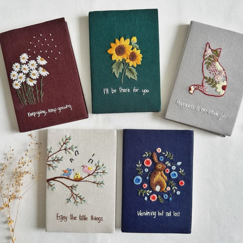 Handmade Journal with Cute Embroidery &amp; Inspirational Quote, Collection Rory