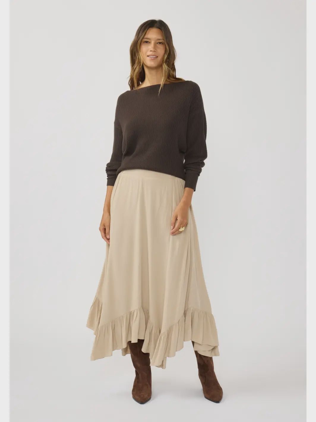 Flowy Smocked Ruffle Hem Skirt