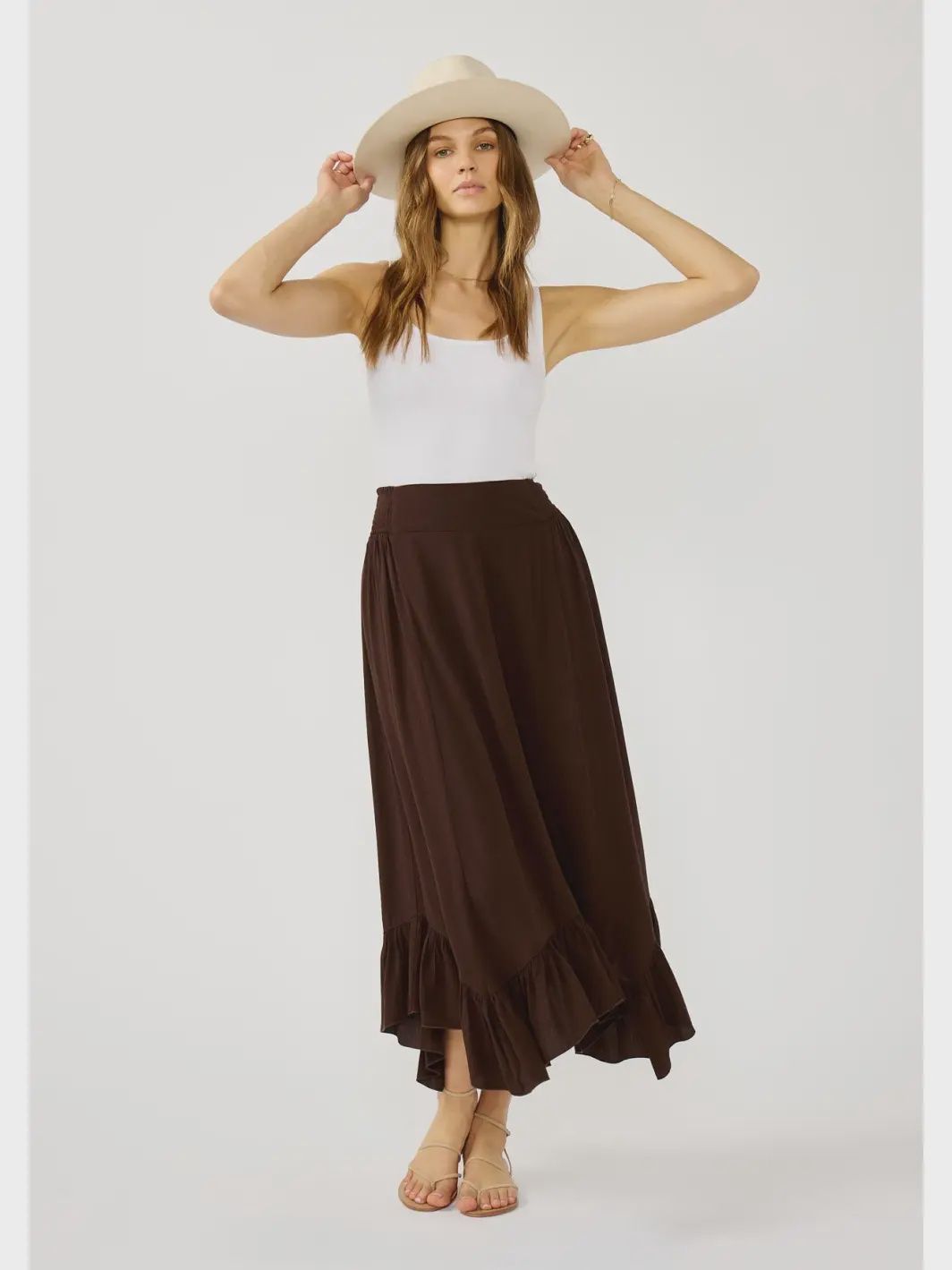 Flowy Smocked Ruffle Hem Skirt