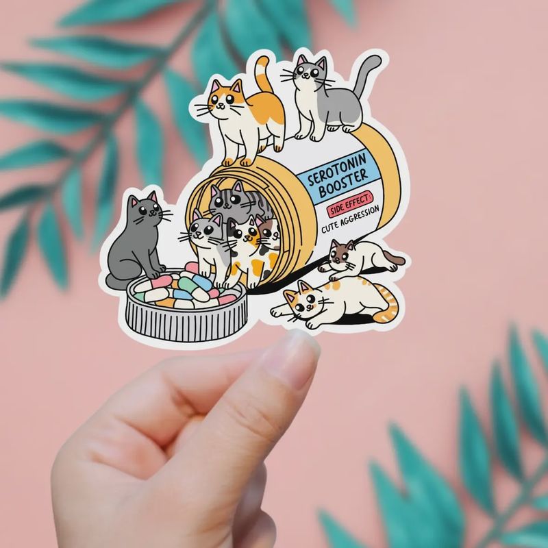 Serotonin Booster Cat Sticker